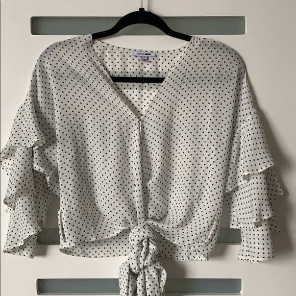 Fashion Nova “Kristina Polka Dot” Tiered Wrap Top - Picture 1 of 5